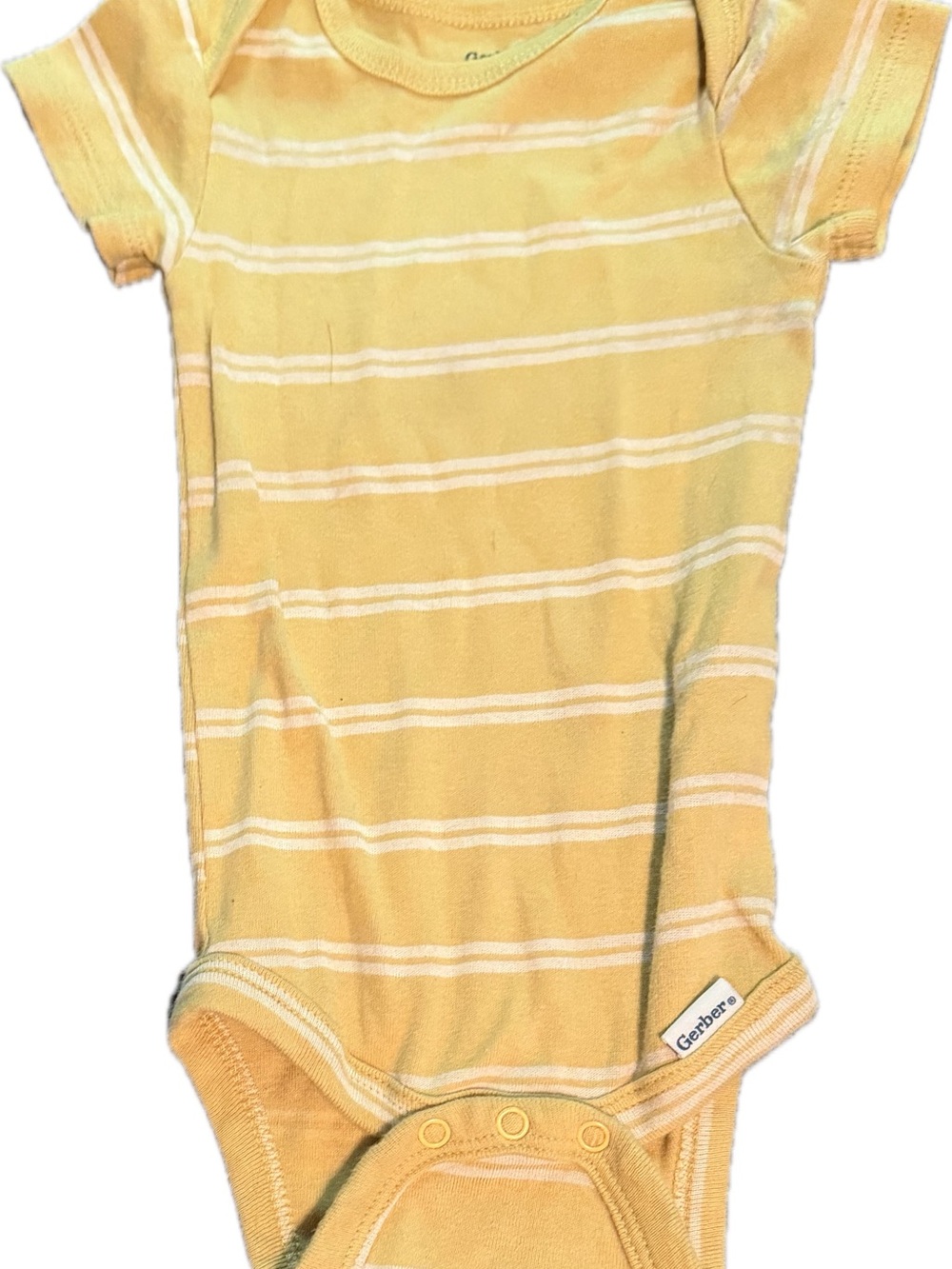 Gerber Yellow and White Striped Short-Sleeve Baby Bodysuit
